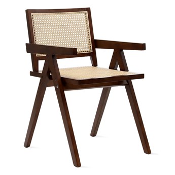 Fotel ROTIN drewniany z plecionką wiedeńską brązowy 50x55x78 cm - Homla
