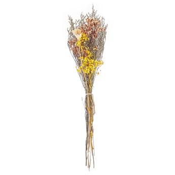 Beliani Bukiet suszonych kwiatów pomarańczowo-żółty naturalne kwiaty 65 cm suszona kompozycja do wazonu w papierze ozdobnym
