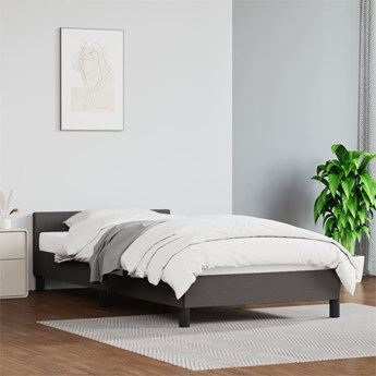 vidaXL Rama łóżka z zagłówkiem, szara, 90x200 cm, obite sztuczną skórą