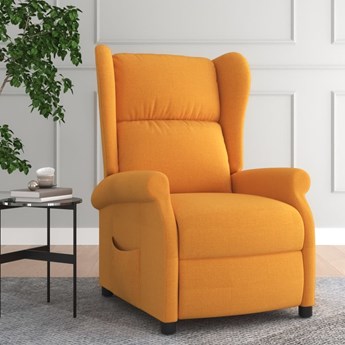 vidaXL Rozkładany fotel uszak, jasnożółty, obity tkaniną