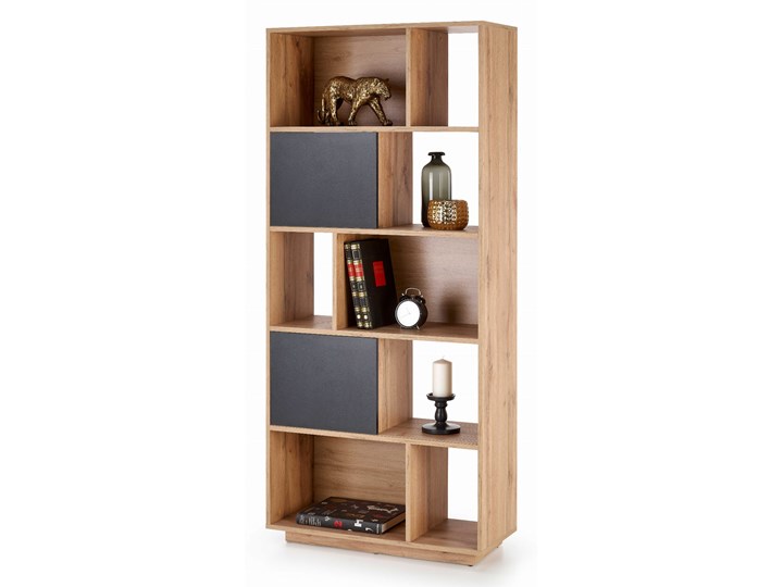 REG22 regał dąb wotan / czarny Płyta meblowa Płyta laminowana Drewno Głębokość 33 cm Kolor Beżowy Wysokość 180 cm Płyta MDF Kolor Brązowy