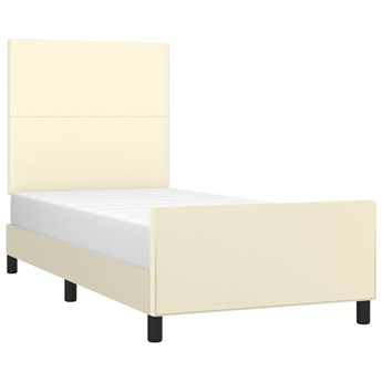 vidaXL Rama łóżka z zagłówkiem, kremowa, 90x200 cm, sztuczna skóra
