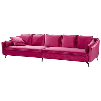 Beliani Sofa 4-osobowa różowa welurowa dodatkowe poduszki nowoczesna duża kanapa do salonu glamour