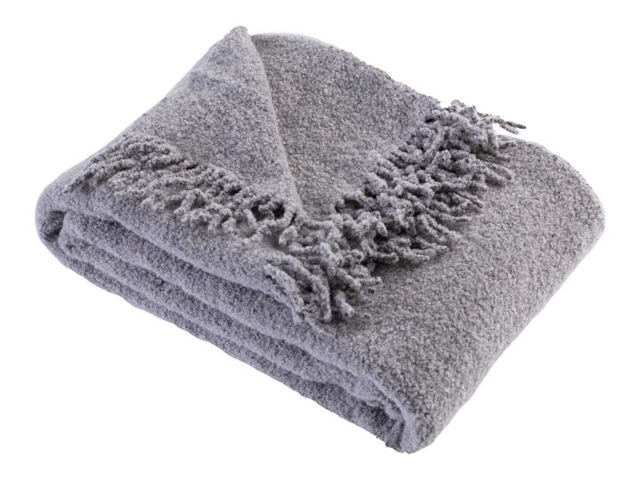 Pled Boucle 140x200cm grey, 140 x 200 cm Koc Wełna 140x200 cm Poliester Wzór Z frędzlami