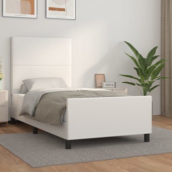 vidaXL Rama łóżka z zagłówkiem, biała, 90x200 cm, obite sztuczną skórą
