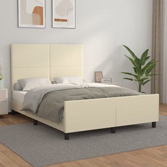 vidaXL Rama łóżka z zagłówkiem, kremowa, 140x200 cm, sztuczna skóra