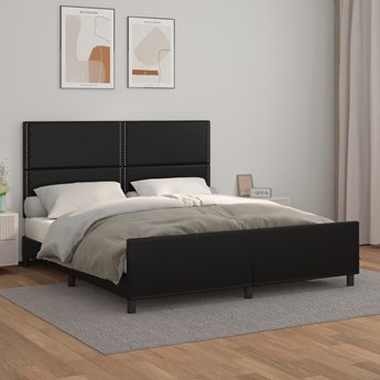 vidaXL Rama łóżka z zagłówkiem, czarna, 160x200 cm, sztuczną skórą