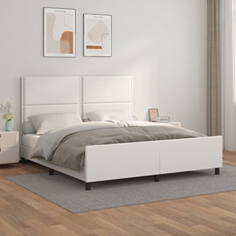 vidaXL Rama łóżka z zagłówkiem, biała, 180x200cm, obite sztuczną skórą