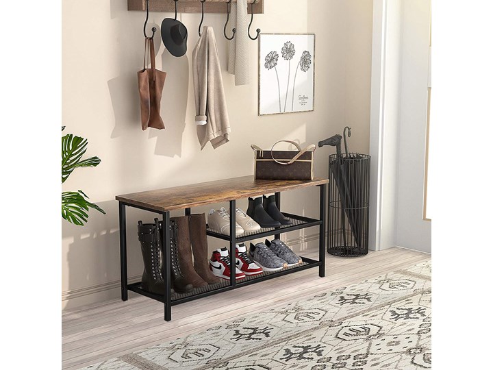 Loftowa szafka na buty Holte Wysokość 44 cm Metal Wysokość 43 cm Stojące Głębokość 28 cm Płyta meblowa Szerokość 78 cm Kategoria Szafki i regały Pomieszczenie Przedpokój