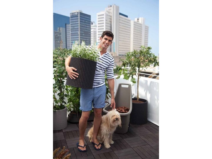 Doniczka Keter S+M+L Cylinder Planters antracytowa Plastik Rattan Donica ogrodowa Kolor Czarny Kategoria Donice ogrodowe