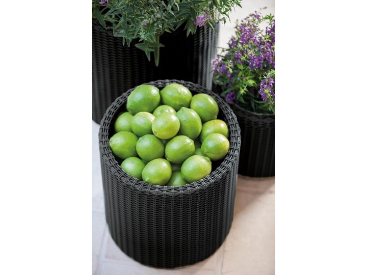 Doniczka Keter S+M+L Cylinder Planters antracytowa Rattan Donica ogrodowa Kolor Czarny Plastik Kategoria Donice ogrodowe