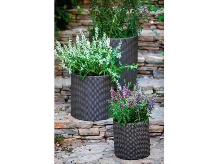 Doniczka Keter S+M+L Cylinder Planters antracytowa Plastik Rattan Kolor Czarny Donica ogrodowa Kategoria Donice ogrodowe