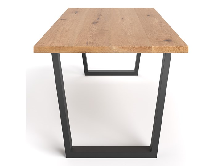 Stół Erant z drewnianym blatem Dąb 140x100 cm Drewno Wysokość 75 cm Stal Kształt blatu