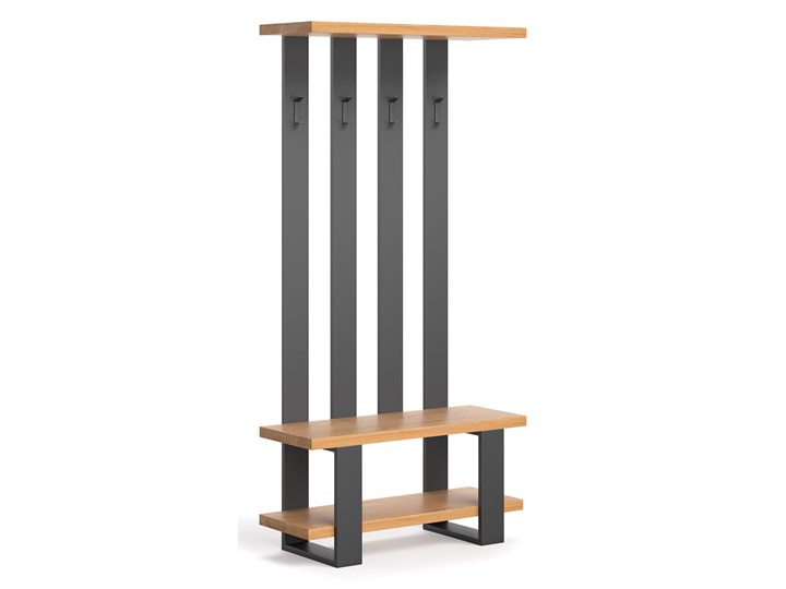 Wieszak industrialny Mount z litego drewna Dąb 90 cm Metal Drewno Kategoria Wieszaki na odzież wierzchnią