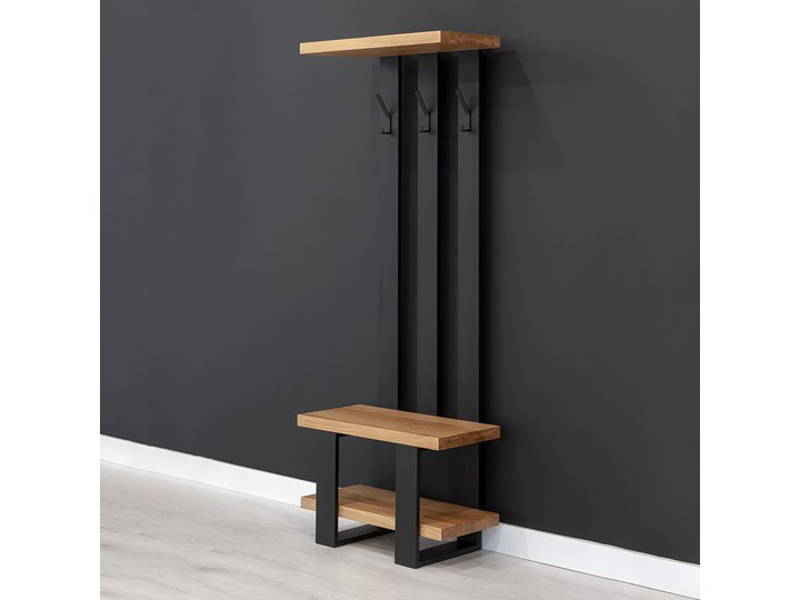 Wieszak industrialny Mount z litego drewna Dąb 90 cm Metal Drewno Kolor Brązowy Kategoria Wieszaki na odzież wierzchnią