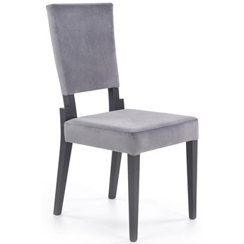 Krzesło tapicerowane szare velvet SORBUS drewniane nogi buk, kolor grafitowy