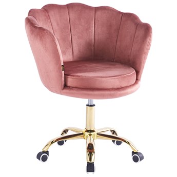 Krzesło obrotowe muszelka DC-6099 różowy welur, nogi złote
