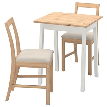 IKEA PINNTORP / PINNTORP Stół i 2 krzesła, bejca jasnobrązowa biała bejca/Katorp bejca jasnobrązowa, 65 cm