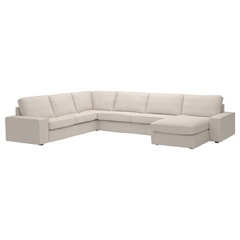 IKEA KIVIK Sofa narożna 6-osobowa z szezl, Tresund jasnobeżowy, Głębokość szezlonga: 163 cm