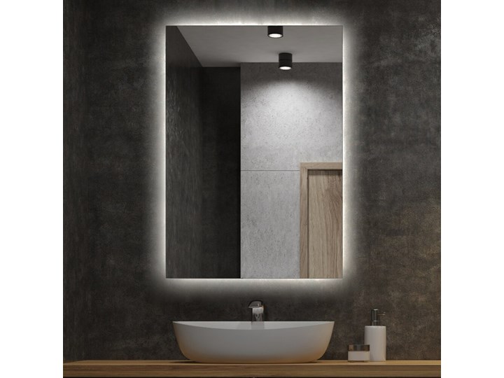 Prostokątne lustro do łazienki z podświetleniem LED 100x70 cm Lustro podświetlane Ścienne Styl Tradycyjny