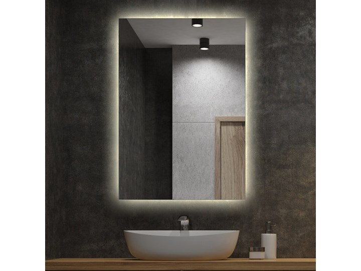 Prostokątne lustro do łazienki z podświetleniem LED 100x70 cm Ścienne Lustro podświetlane Styl Tradycyjny