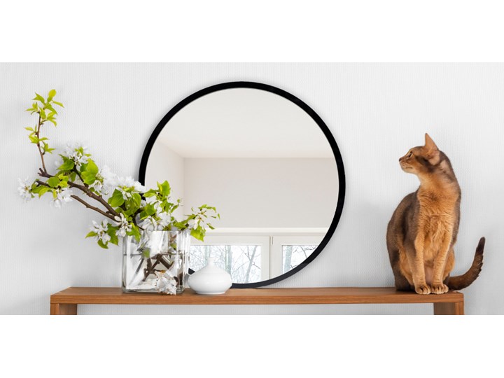 Okrągłe lustro dekoracyjne czarna rama fi 60 cm Ścienne Lustro z ramą Styl Nowoczesny Pomieszczenie Salon