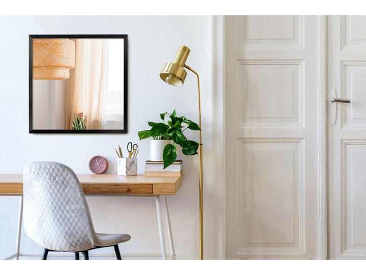 Lustro do łazienki prostokątne w czarnej ramie MDF 50x50 cm Ścienne Lustro z ramą Styl Tradycyjny