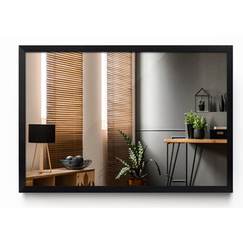 Prostokątne lustro łazienkowe czarna rama MDF 70x50 cm