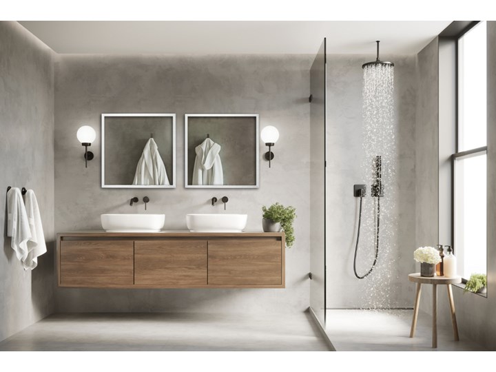 Lustro do sypialni prostokątne w białej ramie MDF 50x50 cm Ścienne Lustro z ramą Styl Tradycyjny