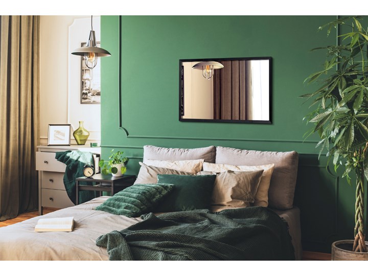 Lustro z czarną ramką MDF do przedpokoju 80x60 cm Prostokątne Ścienne Lustro z ramą Styl Tradycyjny Styl Nowoczesny