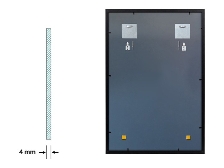 Lustro z czarną ramką MDF do przedpokoju 80x60 cm Ścienne Prostokątne Lustro z ramą Styl Tradycyjny