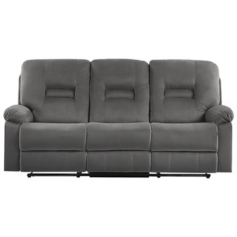 Beliani Rozkładana sofa 3 osobowa ciemnoszara welurowa z elektryczna funkcją relaksu z oświetleniem LED salon duży pokój nowoczesny
