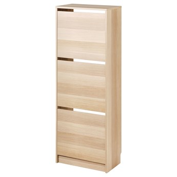 IKEA BISSA Szafka na buty, 3 przegrody, imit. dębu, 49x28x135 cm
