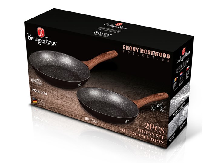Zestaw patelni EBONY ROSEWOOD 2 szt. - Homla Kolor Czarny Kategoria Zestawy garnków i patelni