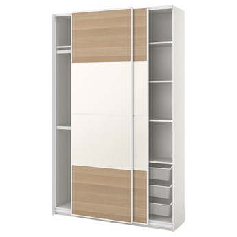 IKEA PAX / MEHAMN Kombinacja szafy, biały/2str dąb bejcowany na biało, 150x44x236 cm