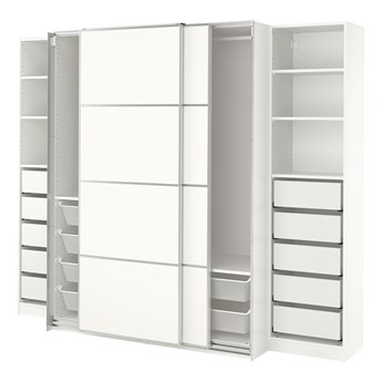 IKEA PAX / MEHAMN Szafa, biały/2str biały, 250x66x201 cm