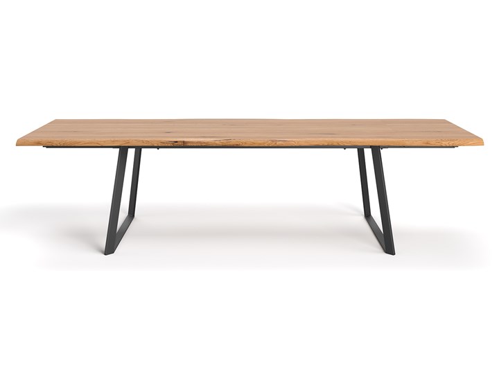 Stół drewniany Delta z dostawkami Dąb 180x80 cm Jedna dostawka 50 cm Stal Drewno Wysokość 75 cm Kształt blatu Prostokątny Pomieszczenie Stoły do jadalni
