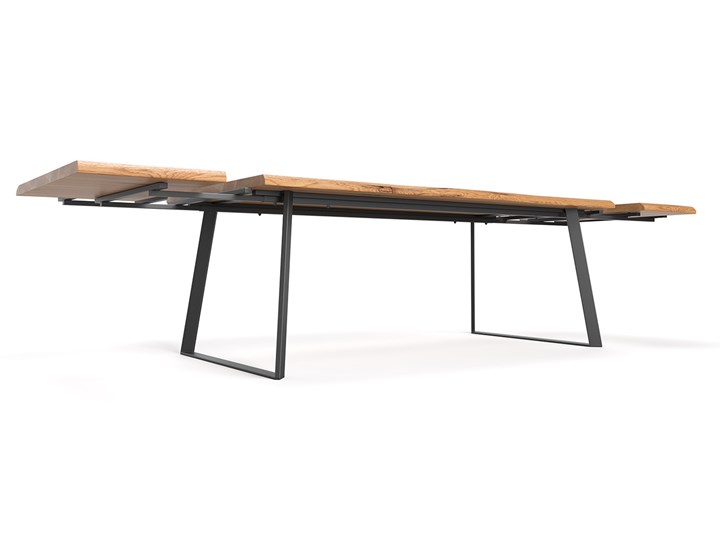 Stół drewniany Delta z dostawkami Dąb 180x80 cm Jedna dostawka 50 cm Wysokość 75 cm Drewno Stal Kategoria Stoły kuchenne Zestawy