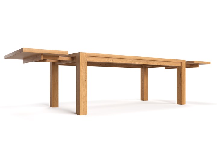 Stół Gustav z litego drewna z dostawkami Dąb 120x90 cm Jedna dostawka 50 cm Drewno Wysokość 75 cm Kolor Beżowy Rozkładanie Rozkładane