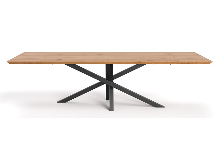 Stół rozkładany Slant z litego drewna Dąb 160x90 cm Jedna dostawka 50 cm Drewno Wysokość 75 cm Liczba miejsc Do 10 osób