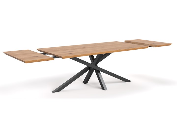 Stół rozkładany Slant z litego drewna Dąb 160x90 cm Jedna dostawka 50 cm Drewno Wysokość 75 cm Kolor Beżowy