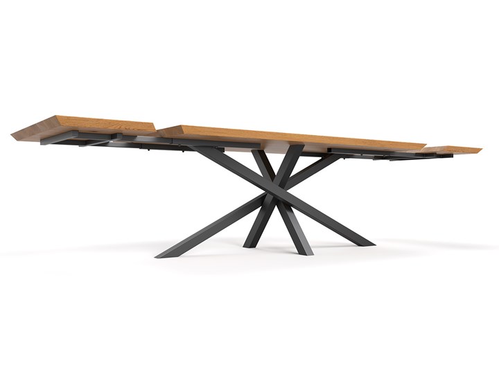 Stół rozkładany Slant z litego drewna Dąb 160x90 cm Jedna dostawka 50 cm Drewno Wysokość 75 cm Długość(n) 160 cm Długość po rozłożeniu 210 cm
