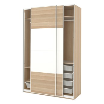 IKEA PAX / MEHAMN Szafa, biały 2str/biały dąb bejcowany na biało, 150x66x236 cm