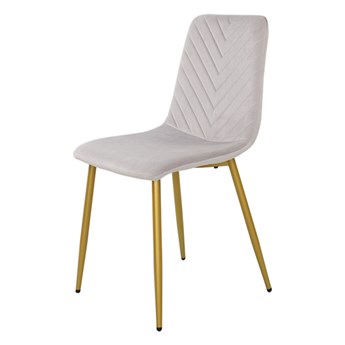 Krzesło welurowe do salonu na metalowych złotych nogach, szare, wzór jodełka 049B-V-G