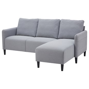 IKEA ANGERSBY Sofa 3-osobowa, z szezlongiem/Knisa jasnoszary, Głębokość: 84 cm