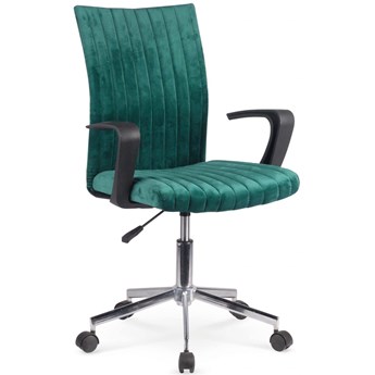Krzesło obrotowe do biurka ciemny zielony welur DORAL fotel młodzieżowy