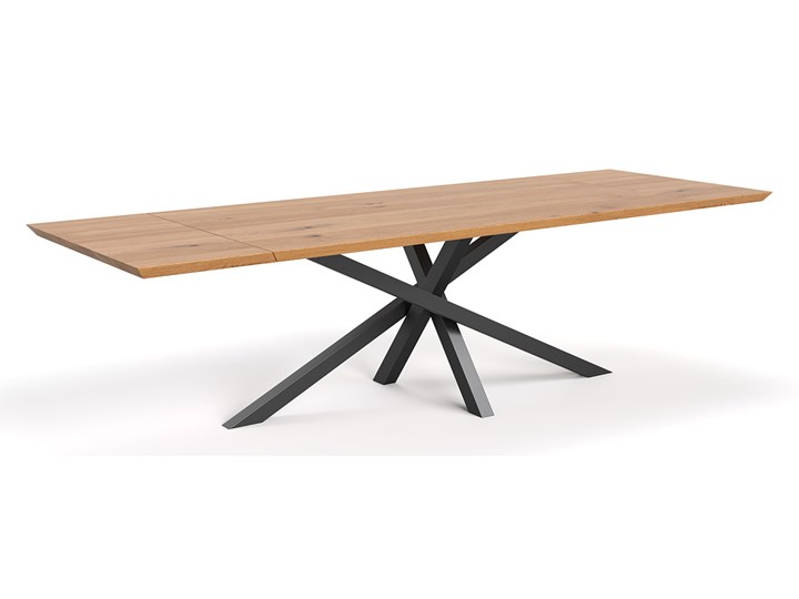Stół rozkładany Slant z litego drewna Dąb 160x90 cm Jedna dostawka 50 cm
