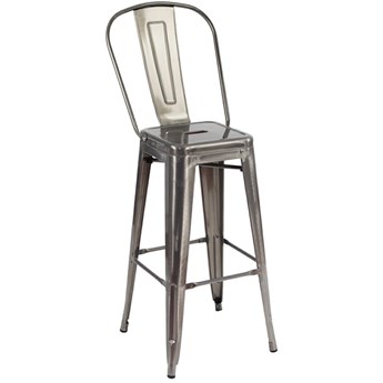 Metalowy hoker z oparciem Tower Big Back 66 metaliczny