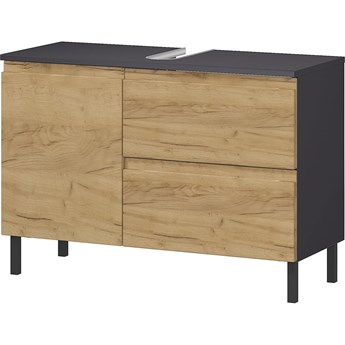Ciemnoszara szafka pod umywalkę w dekorze dębu 80x56 cm Salinas – Germania
