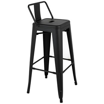 Krzesło barowe, hoker czarny TOWER BACK 76 (Paris) metalowy z oparciem